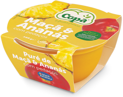 maçã com pedaços de ananás