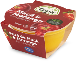 maçã com pedaços de morango